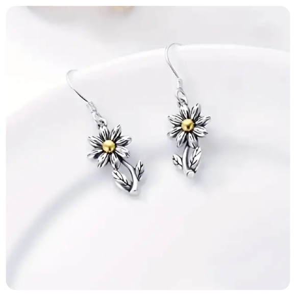 5/25 Silver daisy Drop Earrings Exquisite Simple Flower Dangle Earrings new - Picture 3 of 6